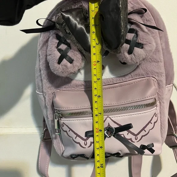 Pink Furry Backpack with Bow Accents - Picture 3 of 4